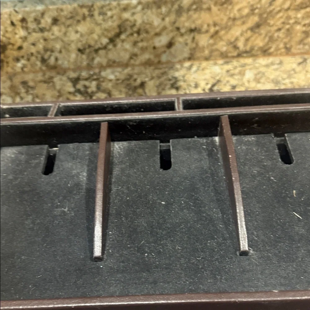 Brown Men's Leather Valet Organizer with Drawers also can charge phones etc